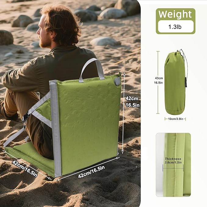 MYDAYS Inflatable Seat Cushion, Portable Stadium Seat Pad, Lightweight Chair Pad for Outdoor, Airplane, Travel, Stadium, Camping & Car (Back Rest)