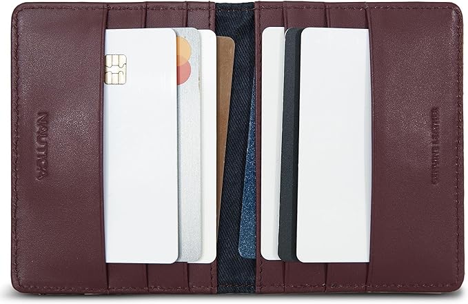 Nautica Men's Slim Wallet | Card Case | RFID Blocking | ID Window | Minimalist | Lightweight | Genuine Leather