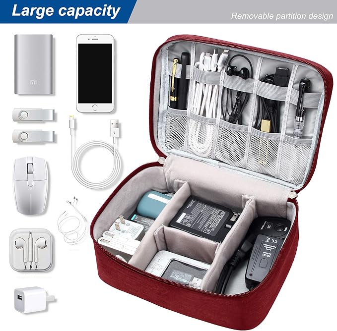 SELLYFELLY Electronics Organizer Travel Universal Cable Organizer Bag Waterproof Electronics Accessories Storage Cases for Cable, Charger, Phone, USB, SD Card, Hard Drives, Power Bank, Cords