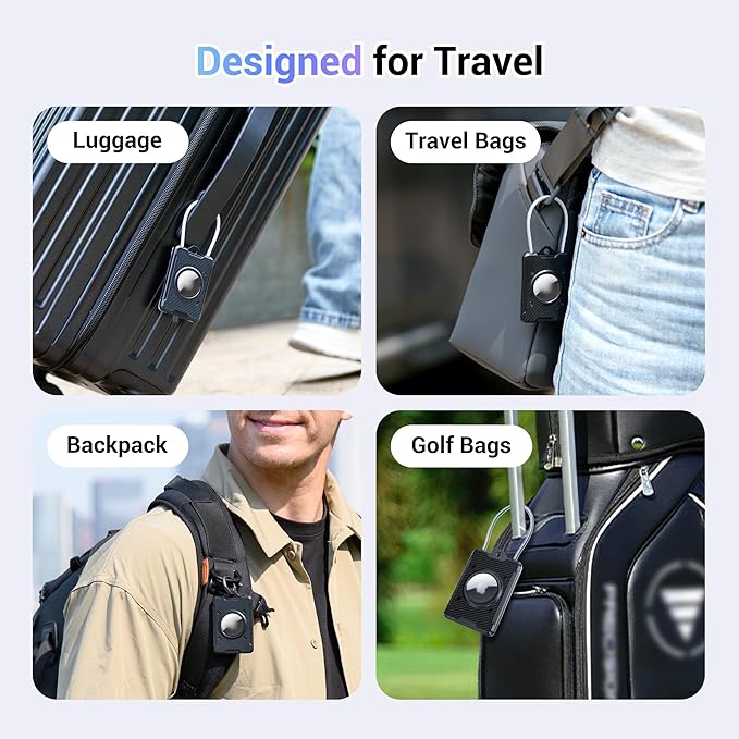 PROfezzion Luggage Tag AirTag Holder with Name ID Cards, Luggage Name Tag with Wire Cable Key Rings for Luggage Bag Travel Suitcase Backpack, Scratch Resistant AirTag Case for Travelling