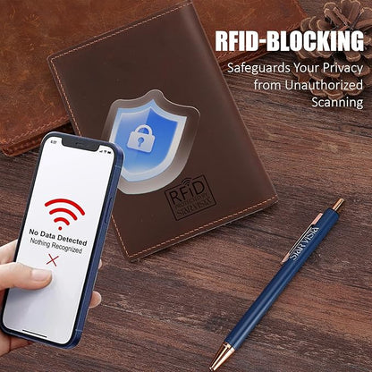 STAR VISTA Albatross Leather Travel Passport Holder, Minimalist Design, Full Grain Leather Case for Men and Women - Slim Passport Wallet, Bifold, RFID Blocking, with AirTag Holder