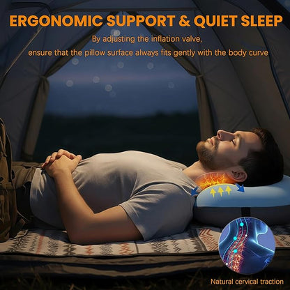 Inflatable Neck Pillow for Travel Camp Beach Small Ultralight Air Blow Up Kilos Gear Tanning Accessories Airplane Seat Cushion Lab Long Flight Essentials Plane Flying Oversea Business Airline Umrah