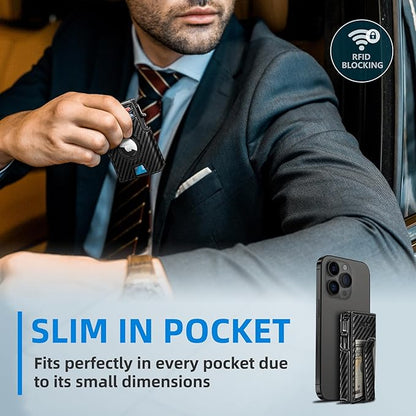 Airtag Wallet for Men,with Money Clip 10 Cards Metal Case Smart Slim Pop Up Credit Card Holder Flip with Magnetic Closure RFID Blocking wallet with Gift Box