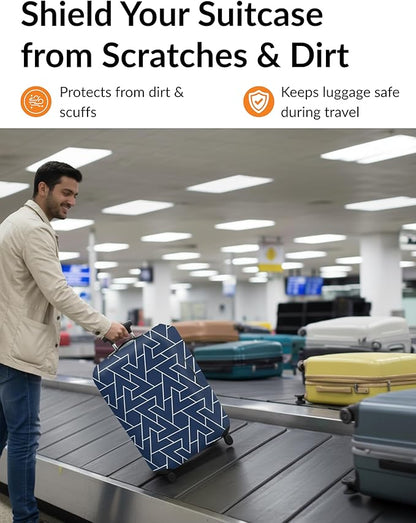 Luggage Cover – Navy Blue Stretchable Suitcase Protector – Washable, Scratch-Resistant & Dustproof Elastic Cover for Large Travel Bags