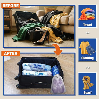 Travel Essentials Compression Bags, 12 Clothes Bags and 4 Shoe Bags for Cruise Luggage Accessories (16-Travel)