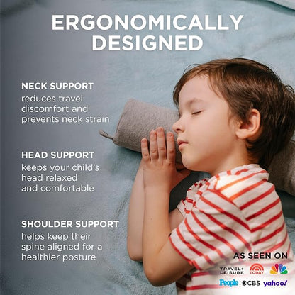 Dot&Dot Twist Memory Foam Kids Travel Pillow for Airplanes - Kids Neck Pillows for Travel, Sleeping - Airplane Pillow for Neck Support, Chin, Lumbar, Leg - Adjustable Toddler Neck Pillow for Car Seat