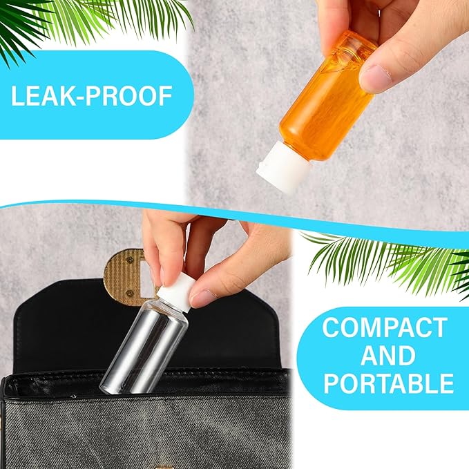 Mimorou 150 Pcs 1oz Travel Bottles Bulk for Toiletries Clear Small Travel Size Bottles Bulk Refillable Empty Containers for Shampoo Lotion Liquid Body Soap Cream Toiletries (White Cap)