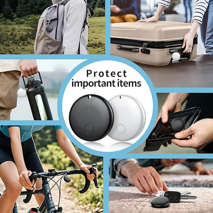 Air Tracker Tag for Android & iOS,Smart Tags-4 Pack,Dual System Bluetooth Luggage Tracker Works via Apple Find My or Google Find Hub,Item Finder for Backpack,Key,Travel & Commute (White/Black, 4 Pack)
