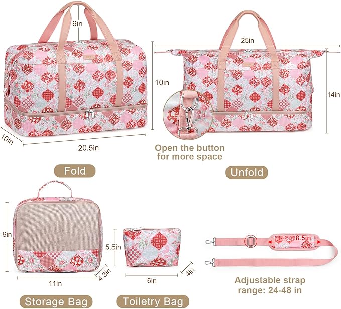 IBFUN Weekender Bags for Women, Travel Duffle Bag with Shoe Compartment Carry on Weekender Overnight Duffel for Weekend Travel Business Trip 3PCS