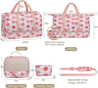 IBFUN Weekender Bags for Women, Travel Duffle Bag with Shoe Compartment Carry on Weekender Overnight Duffel for Weekend Travel Business Trip 3PCS