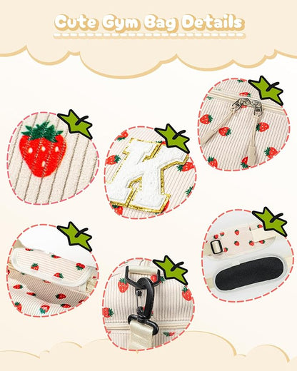 Stocking Stuffers-Preteen Gifts Trendy Stuff, Girls Gym Bag, Kids Personalized Weekend Duffel Bags with Shoe Compartment, Travel Tote with Makeup Bag, Holiday Gift for Grandkids (Letter M)