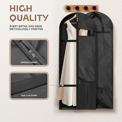 60 inch Garment Bags for Closet Storage and Travel with Zipper Pocket, Heavy Duty Waterproof Hanging Suit Bag with Handles for Suits, Coats, Jackets, Shirts, 1 pack