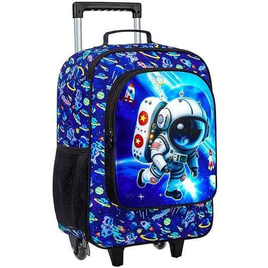 UFNDC Kids Suitcase for Boys, Astronauts Rolling Luggage with Wheels，Travel Carry on for Children Toddler Elementary