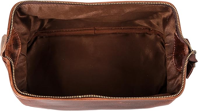 HLC Leather Toiletry Bag for Men Best Gift Premium Genuine Leather Dopp Kit Shaving Kit Organizer Travel Kit Pouch Bag for Men Large Size (Brown)