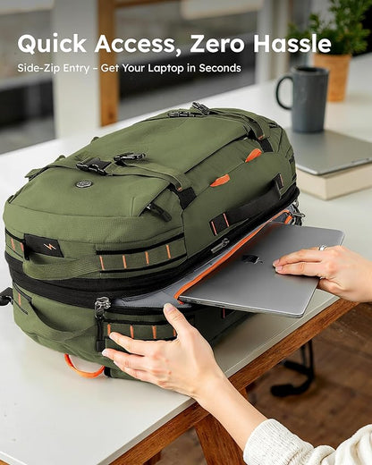 Tolaccea Travel Laptop Backpack for Men Women, 40L-50L Expandable Carry On Backpack with Wet Dry Compartment, TSA Approved Daypack Fits 16 Inch Laptop, Convertible Rucksack Duffel Bag for Work Travel