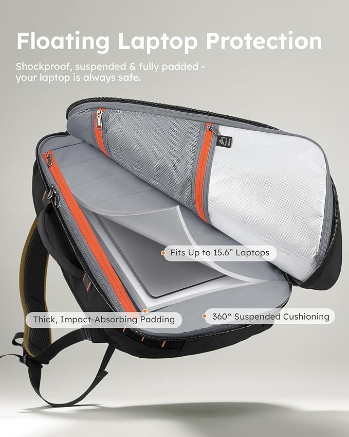 Tolaccea Travel Backpack for Men Women, 40L-50L Carry On Backpack with Wet Dry Compartment, TSA Approved Laptop Daypack Fits 15.6", Convertible Expandable Large Rucksack Duffel Bag for Work Travel