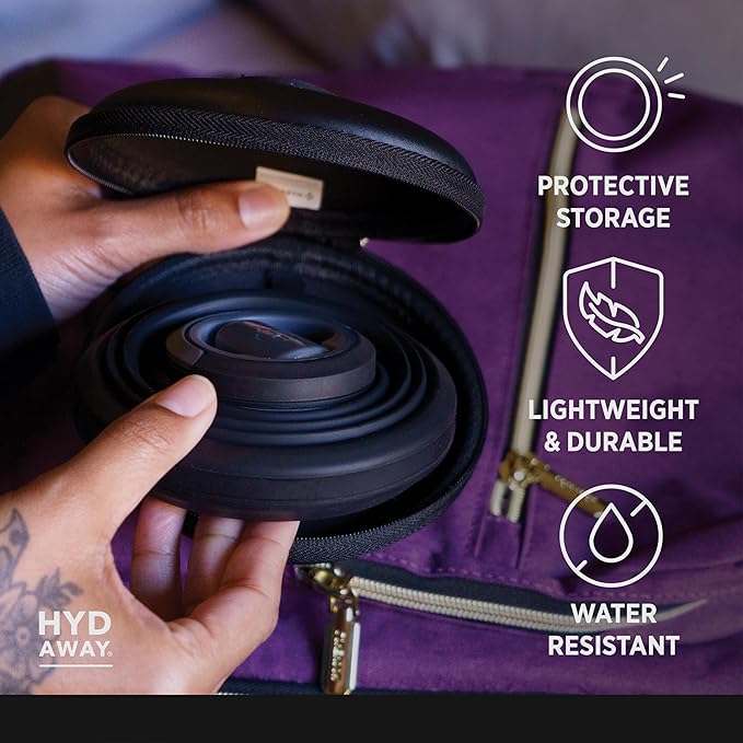 HYDAWAY Travel Case for Collapsible Bottles, Bowls & Cups - Protective Storage with Carabiner Clip - Durable, Water-Resistant, TSA-Friendly