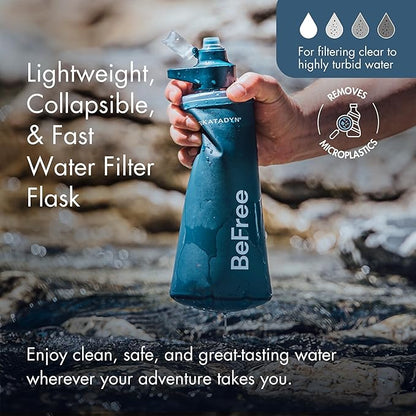 Katadyn BeFree 1.0L Ultralight Collapsible Water Filter Bottle for Hiking, Camping, Backpacking