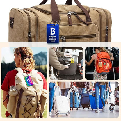 Customized Stainless Steel Luggage Tags: Personalize Your Suitcases, Backpacks, and Bags with Your Text - Custom Initial Text Name ID,Number 2"x3.3"(3 Pack)