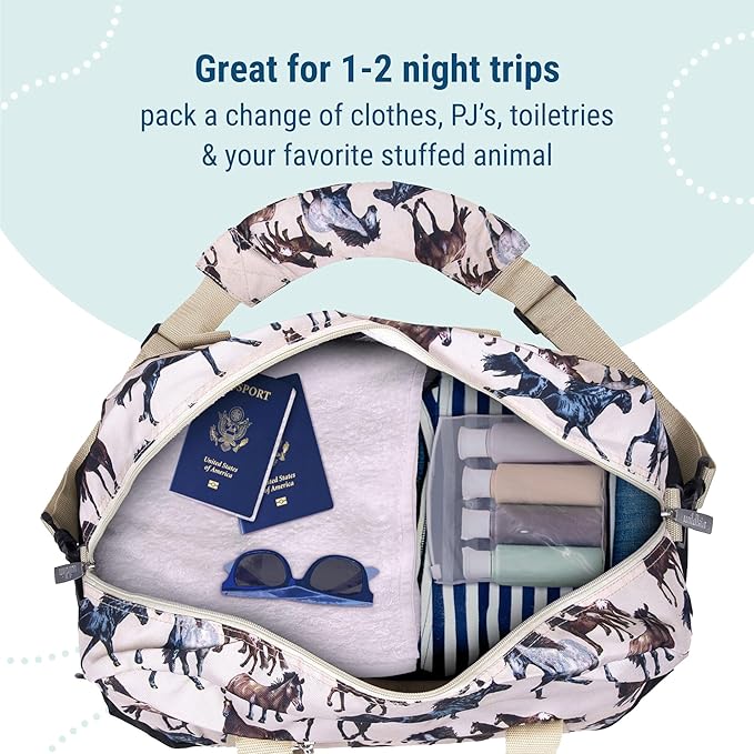 Wildkin Kids Overnighter Duffel Bag – Carry-On Size, Ideal for School & Sleepovers – Horse Dreams