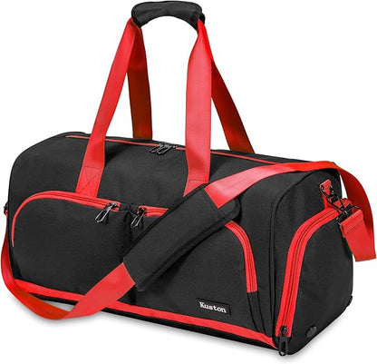 Kuston Sports Gym Bag with Shoes Compartment &Wet Pocket Gym Duffel Bag Overnight Bag for Men and Women