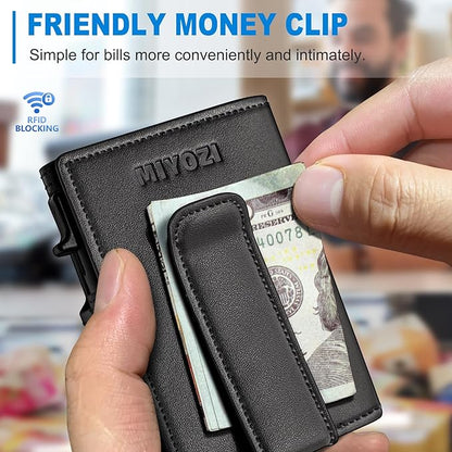 Men Wallet,with Money Clip Coins Pocket ID Window,Slim Front Pocket RFID Blocking Pop-up Card Holder 3.9"x 2.7", Gift Boxed