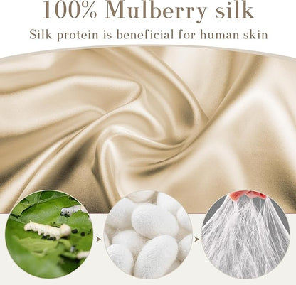 100% Mulberry Silk Sleep Mask Eye Mask for Women Man with Adjustable Band, for Side Sleeper Blackout Sleep Mask for Travel Rest and Office Large Size (Taupe)