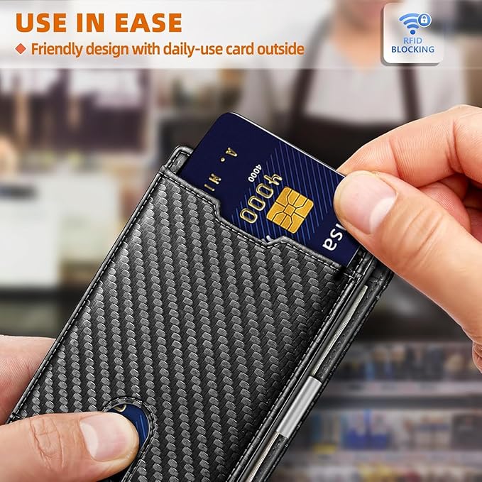 Genuine Leather Wallet for Men, Slim Bifold RFID Blocking with Zipper Coin Pocket, Minimalist Design for Travel and Daily Use (Black)