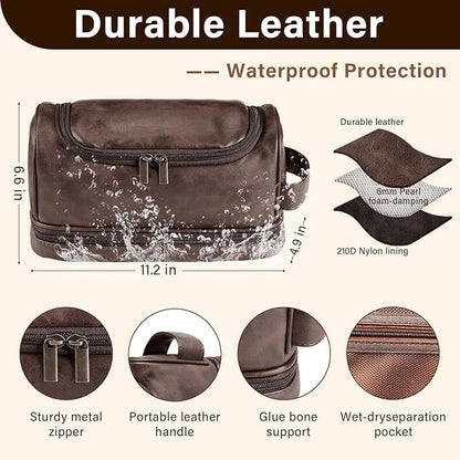 Personalized Gifts for Men, Mens Personalize Toiletry Bag, Custom Leather Toiletries Travel Bag, Customize Shaving Kit, Men's Gift Ideas for Christmas, Anniversary, Birthday, Dad, Grandpa, Lover