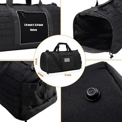 QT&QY 40L Military Tactical Duffle Bag For Men Sport Gym Fitness Tote Travel Training Workout With Shoe Compartment Basketball Football Weekender