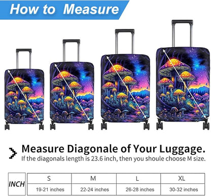 Luggage Cover Protector for 26-28 Inch Suitcases, TSA Approved Elastic Travel Suitcase Covers, Anti-Scratch Washable Luggage Sleeve for Carry On & Checked Bags, Mushroom Forest