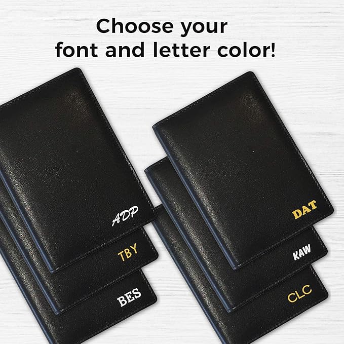 Personalized Monogrammed Black Leather RFID Passport Wallet