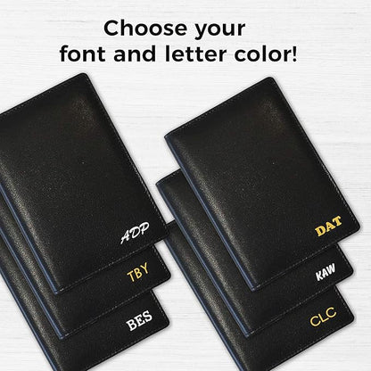 Personalized Monogrammed Black Leather RFID Passport Wallet