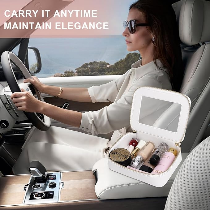 Pinkmik Clear Makeup Bag with Brush Bag 3pcs Waterproof Travel Case for Cosmetics and Toiletries Women's Makeup Organizer with Zipper (White, L+M+SLIM)