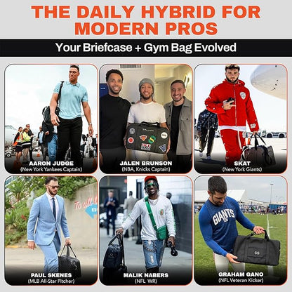 The FTL Lite Mens Gym to Office Bag - 17L Briefcase Gym Bag Hybrid with Shoe Compartment & 16" Laptop Sleeve - Executive Daily Carry & Overnight Duffel for Athletic Business Pros - Kenmare Black