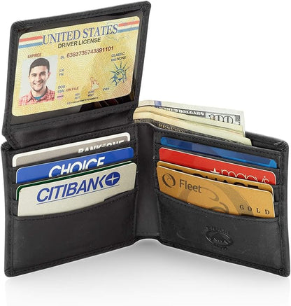 Stealth Mode Leather Bifold Wallet for Men With ID Window and RFID Blocking