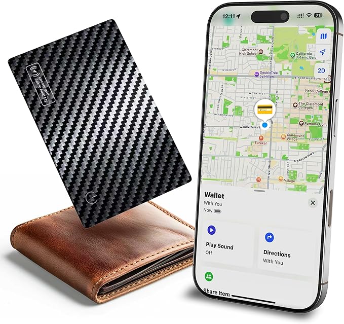 Eelexa Wallet Tracker Card (iOS Only), Compatible with Apple Find My Device, Rechargeable Tracking Card Luggage Tracker for Passports, Laptop, IP68 Waterproof