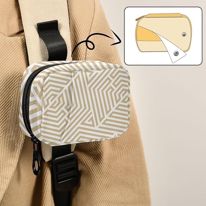 Pill Organizer Box Case Weekly Travel Pill Container Cute Pill Holder 7Day Vitamin Organizer Pill Dispenser Sorter Planner Storage Small Compact Abstract Geometric Beige15