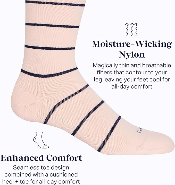 Comrad Nylon Knee High Socks - 15-20mmHg Graduated Compression Socks - Soft & Breathable Support Unisex Socks