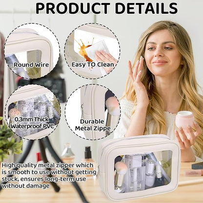 8 Packs TSA Approved Toiletry Bags Clear Toiletry Bags for Travel PVC Makeup Pouch Waterproof Quart Size Clear Cosmetic Bag with Zipper for Airport Airline Compliant Bag Women Men Travel Bathroom