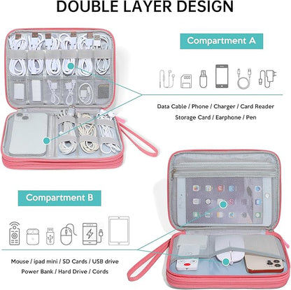 CILLA Electronics Organizer Travel, Travel Cord Organizer Case, Compact Electronics Accessories Bag for Cable, Cord, Charger, Phone