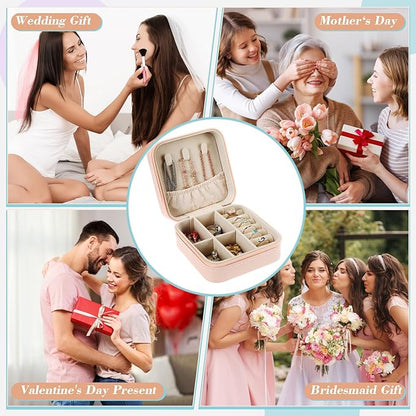 Batiyeer 50 Pcs Small Jewelry Travel Case Bulk Mini Jewelry Box Wedding Bridesmaid Proposal Return Gift for Pooja(White Pink Blue)