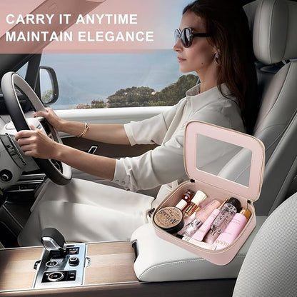 Pinkmik Clear Makeup Bag for Women Waterproof Travel Cosmetics and Toiletries Case Portable Makeup Oaganizer Bag Clear Car Bag with Zipper (Pink, M)