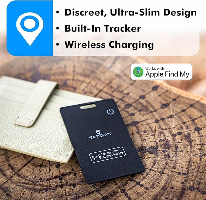 Wallet Tracker Card w/Wireless Charging [Apple MFi Certified] Rechargeable Thin Wallet Finder w/Find My (iOS Only), Item Finder for Luggage Tags, GPS Bluetooth Tracking, 80-100dB Alert