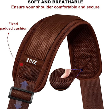 ZINZ 60" Universal Bag Strap with Ultra-Thick Fixed Breathable Pad Adjustable Heavy-Duty Shoulder Strap for Laptop Bag Crossbody Luggage Gym Bag Camera Bag and More -B01R01