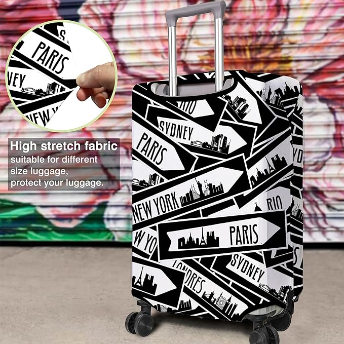 Travel Luggage Cover Suitcase Protector Fits 18-32 Inch Wheel Covers PatternedTravel Related Items Flower Luggage Protector Elastic S