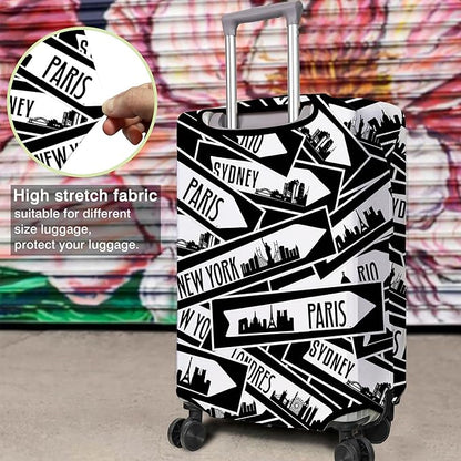 Travel Luggage Cover Suitcase Protector Fits 18-32 Inch Wheel Covers PatternedTravel Related Items Flower Luggage Protector Elastic S