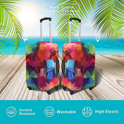 Explore Land Travel Luggage Cover Suitcase Protector Fits 27-30 Inch Case (Geometry, L)
