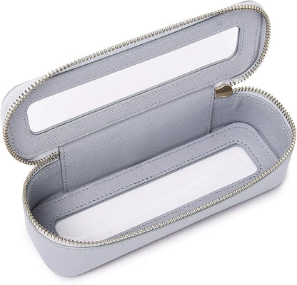 Pinkmik Makeup Brush Bag Slim Clear Makeup Bag Transparent Travel Cosmetic Case & Toiletry Bag with Zipper Small Beatuy Makeup Bag Purse Organizer for Women (Gray, SLIM)