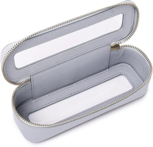 Pinkmik Makeup Brush Bag Slim Clear Makeup Bag Transparent Travel Cosmetic Case & Toiletry Bag with Zipper Small Beatuy Makeup Bag Purse Organizer for Women (Gray, SLIM)
